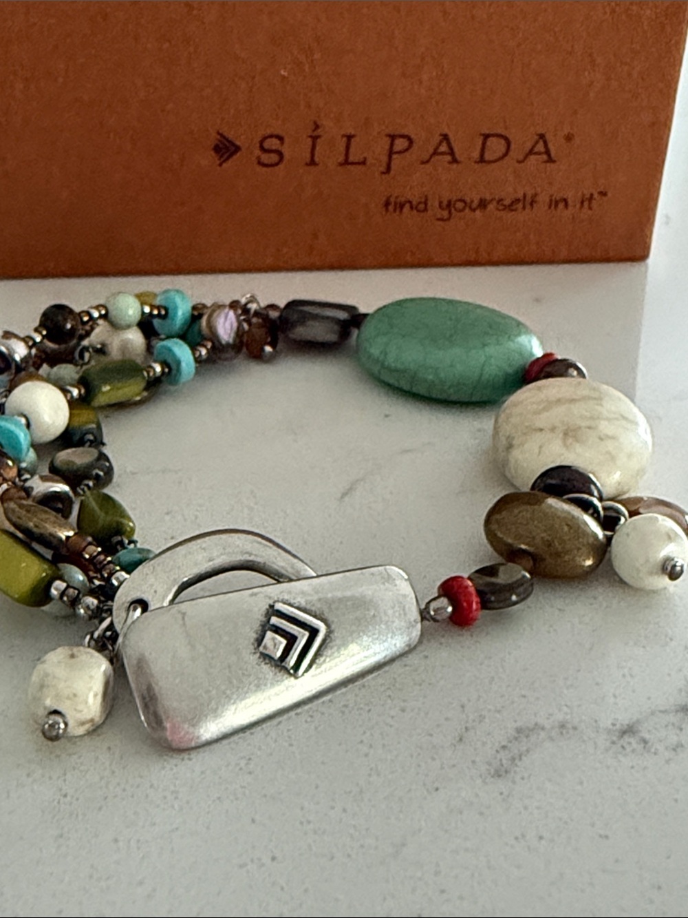 Silpada Sterling Silver, Turquoise, Howlite, Tigers Eye, Bronzite Bracelet B1992 - Picture 3 of 9